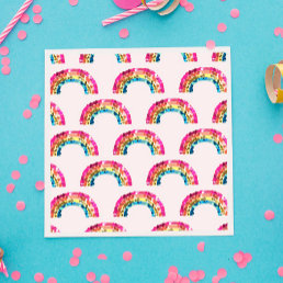 Cute Sparkly Sequin Rainbow Birthday Party Napkins