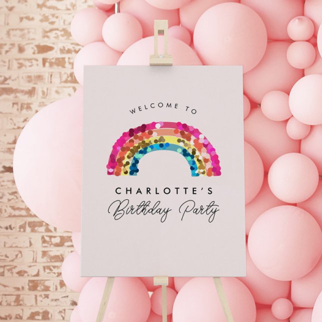 Cute Sparkly Sequin Rainbow Birthday Party Sign (Creator Uploaded)