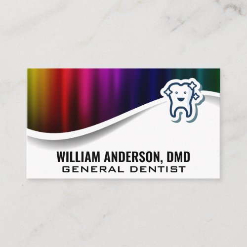 Cute Sparkly Tooth Logo  Colorful Metallic Business Card