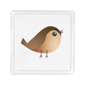 Cute Sparrow Bird Cartoon Acrylic Tray