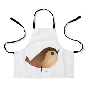Cute Sparrow Bird Cartoon Apron