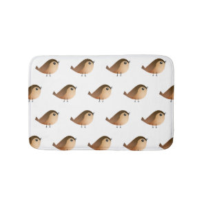 Cute Sparrow Bird Cartoon Bath Mat
