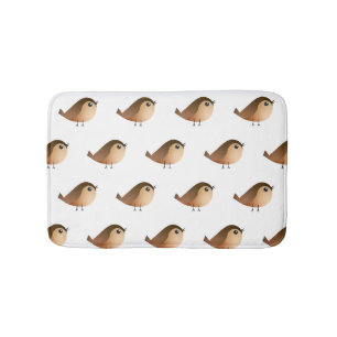 Cute Sparrow Bird Cartoon Bath Mat