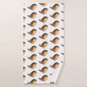 Cute Sparrow Bird Cartoon Bath Towel