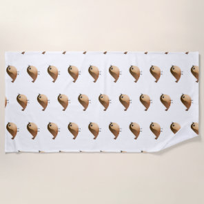 Cute Sparrow Bird Cartoon Beach Towel