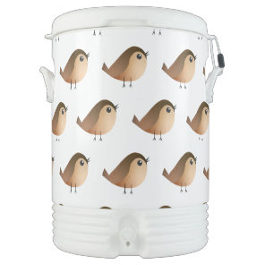 Cute Sparrow Bird Cartoon Beverage Cooler