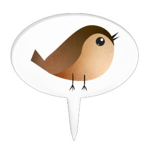 Cute Sparrow Bird Cartoon Cake Topper
