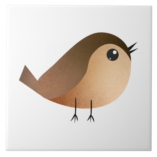 Cute Sparrow Bird Cartoon Ceramic Tile (Front)
