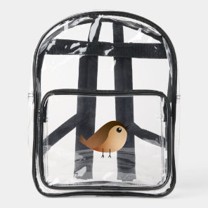 Cute Sparrow Bird Cartoon Clear Backpack