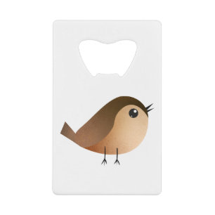 Cute Sparrow Bird Cartoon Credit Card Bottle Opener