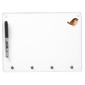Cute Sparrow Bird Cartoon Dry Erase Board With Keychain Holder