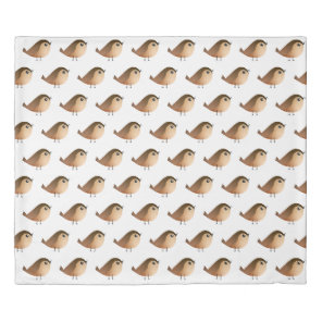 Cute Sparrow Bird Cartoon Duvet Cover