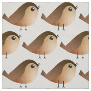 Cute Sparrow Bird Cartoon Fabric