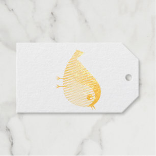 Cute Sparrow Bird Cartoon Foil Gift Tags