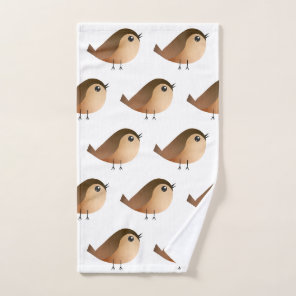 Cute Sparrow Bird Cartoon Hand Towel