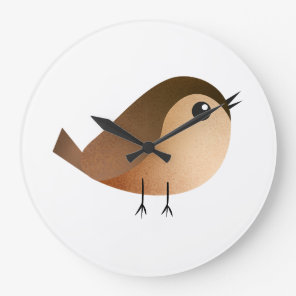 Cute Sparrow Bird Cartoon Large Clock