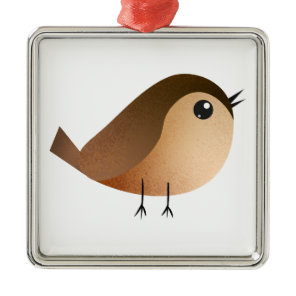 Cute Sparrow Bird Cartoon Metal Ornament