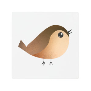 Cute Sparrow Bird Cartoon  Metal Print