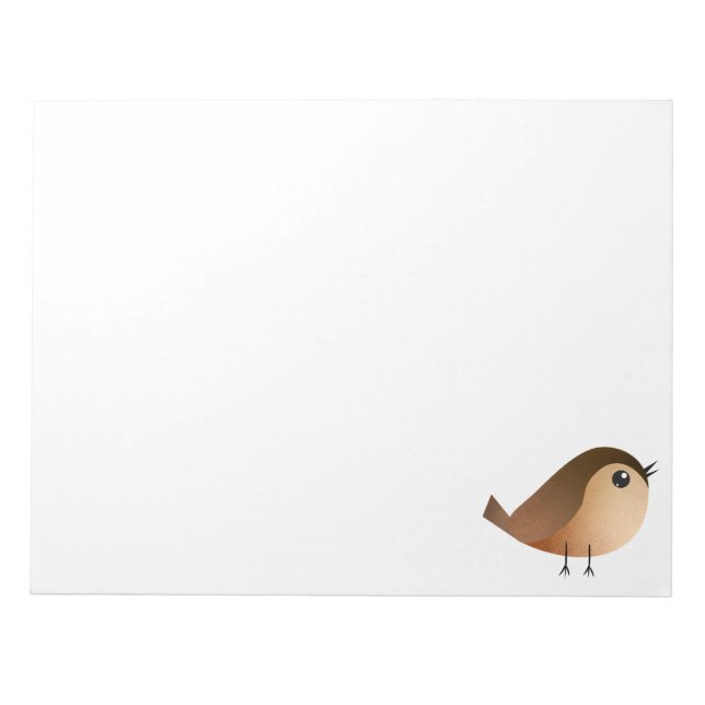 Cute Sparrow Bird Cartoon Notepad (Front)