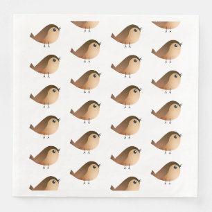 Cute Sparrow Bird Cartoon Paper Dinner Napkins
