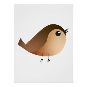 Cute Sparrow Bird Cartoon Poster