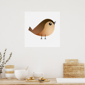 Cute Sparrow Bird Cartoon Poster