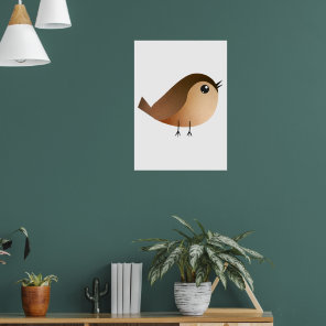 Cute Sparrow Bird Cartoon Poster