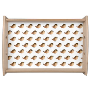 Cute Sparrow Bird Cartoon Serving Tray