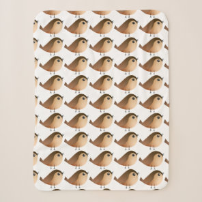 Cute Sparrow Bird Cartoon Sherpa Blanket