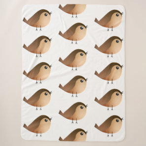 Cute Sparrow Bird Cartoon Sherpa Blanket