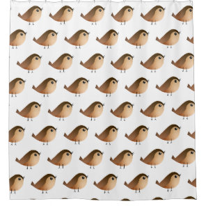 Cute Sparrow Bird Cartoon Shower Curtain