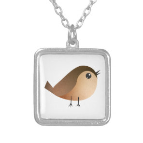 Cute Sparrow Bird Cartoon Silver Plated Necklace