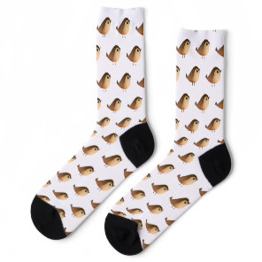 Cute Sparrow Bird Cartoon Socks