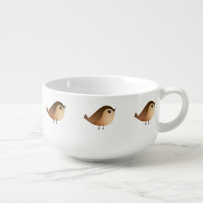 Cute Sparrow Bird Cartoon Soup Mug