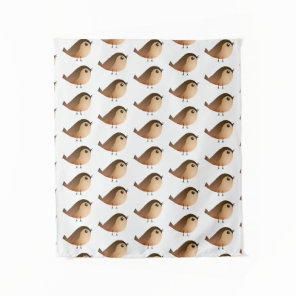 Cute Sparrow Bird Cartoon Tapestry
