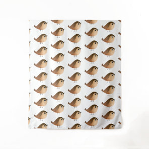 Cute Sparrow Bird Cartoon  Tapestry
