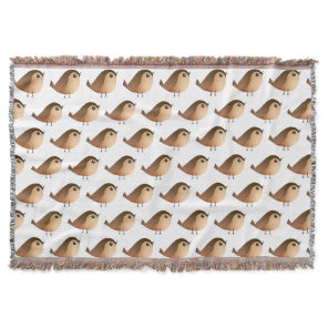 Cute Sparrow Bird Cartoon Throw Blanket