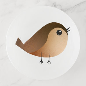Cute Sparrow Bird Cartoon Trinket Tray