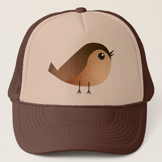 Cute Sparrow Bird Cartoon Trucker Hat (Front)