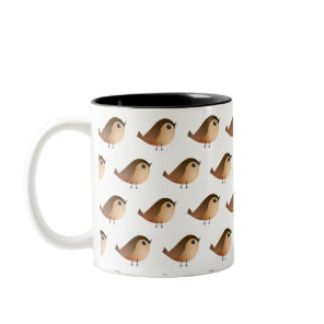 Cute Sparrow Bird Cartoon Two-Tone Coffee Mug