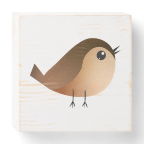 Cute Sparrow Bird Cartoon  Wooden Box Sign