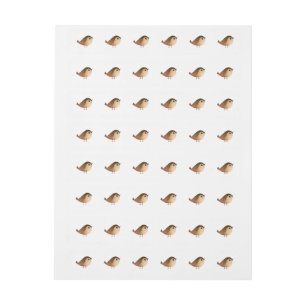 Cute Sparrow Bird Cartoon Wrap Around Label
