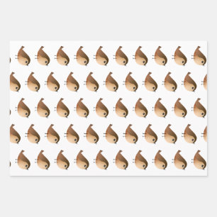 Cute Sparrow Bird Cartoon Wrapping Paper Sheets