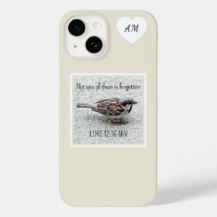 Cute Sparrow Bird Photo Bible Verse Simple Tan Case-Mate iPhone 14 Case