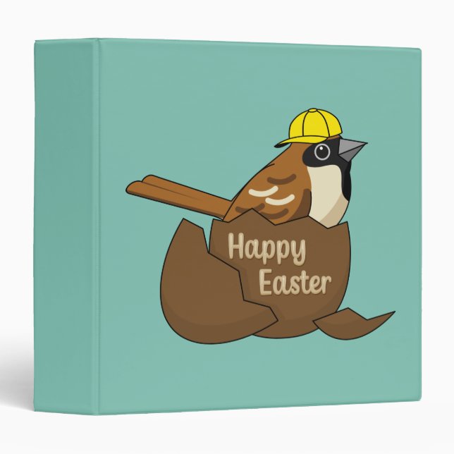 Cute Sparrow Chocolate Egg Happy Easter  3 Ring Binder (Front/Spine)