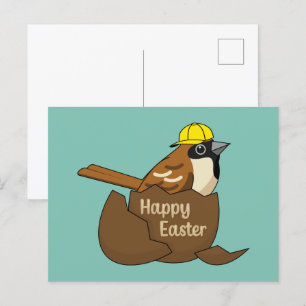 Cute Sparrow Chocolate Egg Happy Easter Holiday Postcard