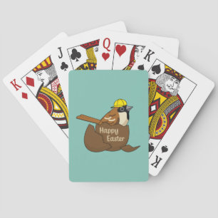 Cute Sparrow Chocolate Egg Happy Easter Poker Cards