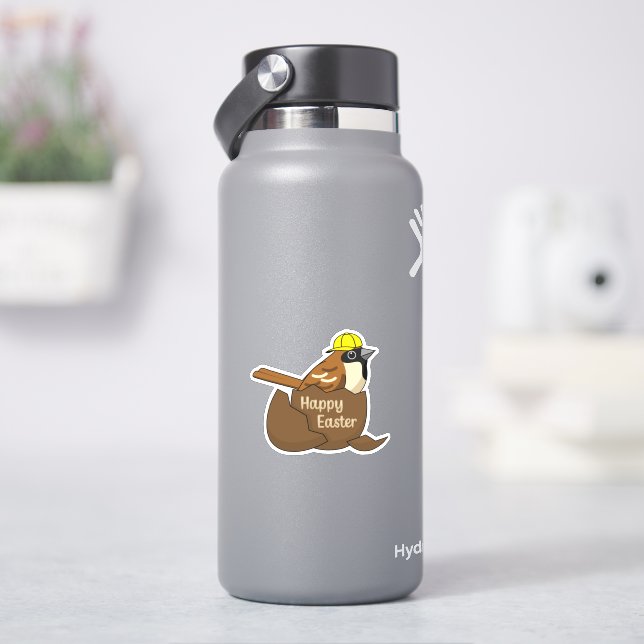 Cute Sparrow Chocolate Egg Happy Easter Sticker (HydroFlask)