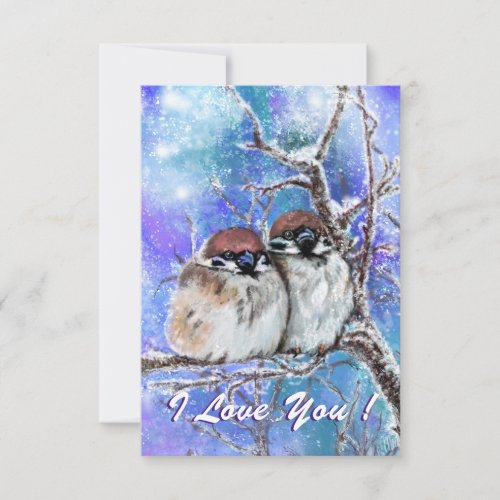 Cute Sparrow Couple In Winter Valentines Day Card