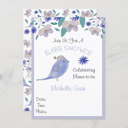 Cute Sparrow With a Flower Hat Invitation